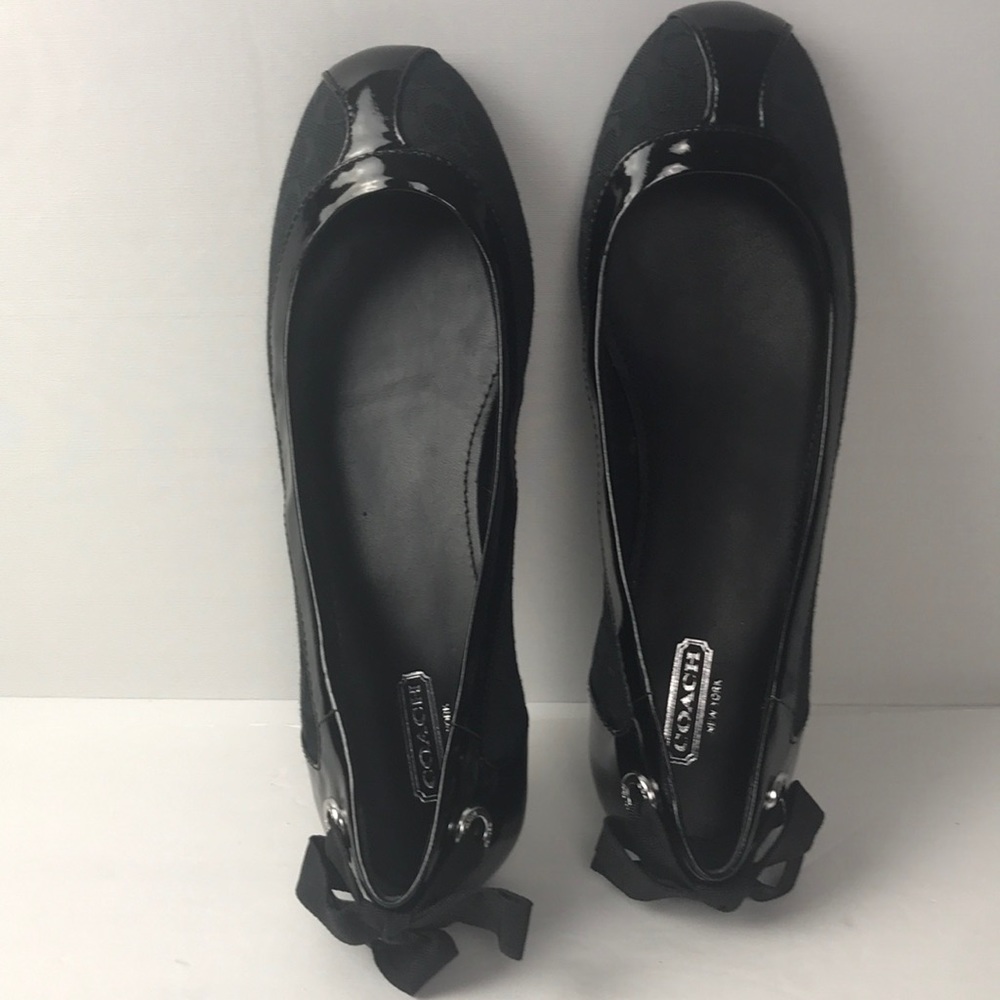 COACH REAGAN BLACK FLATS SIZE 8 M SIGNATURE PRINT - Picture 8 of 11
